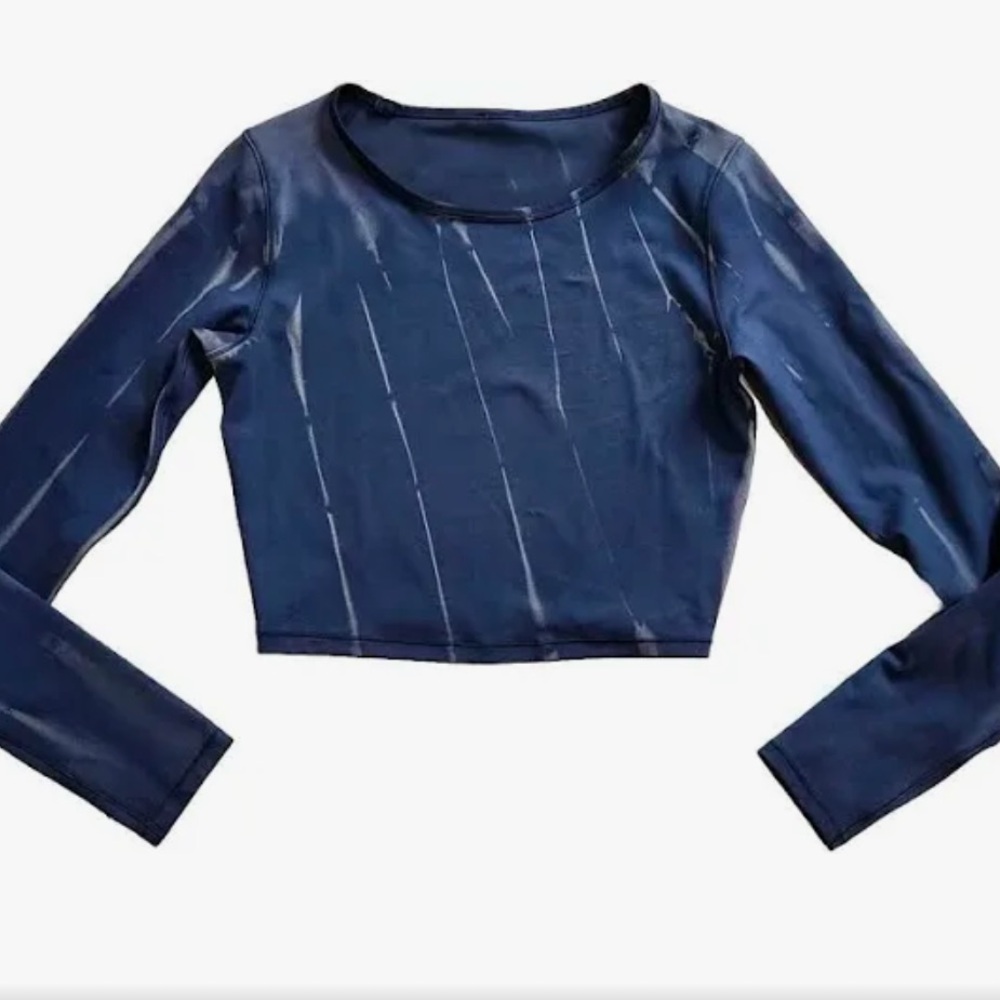Lululemon Wunder Train cropped Navy Tie Dye long sleeve top (photograph poor)